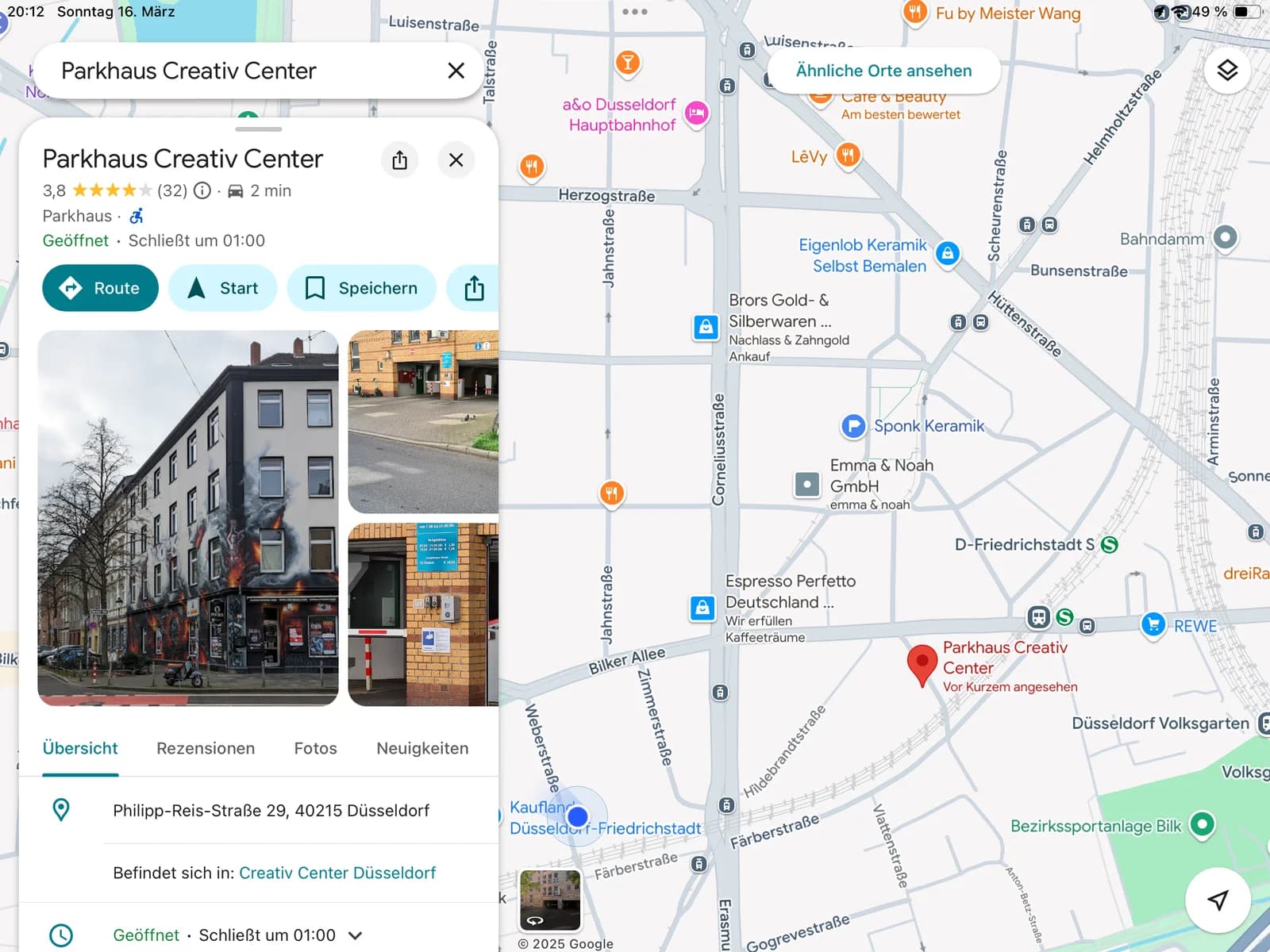 Karte und Parkhaus Creativ Center